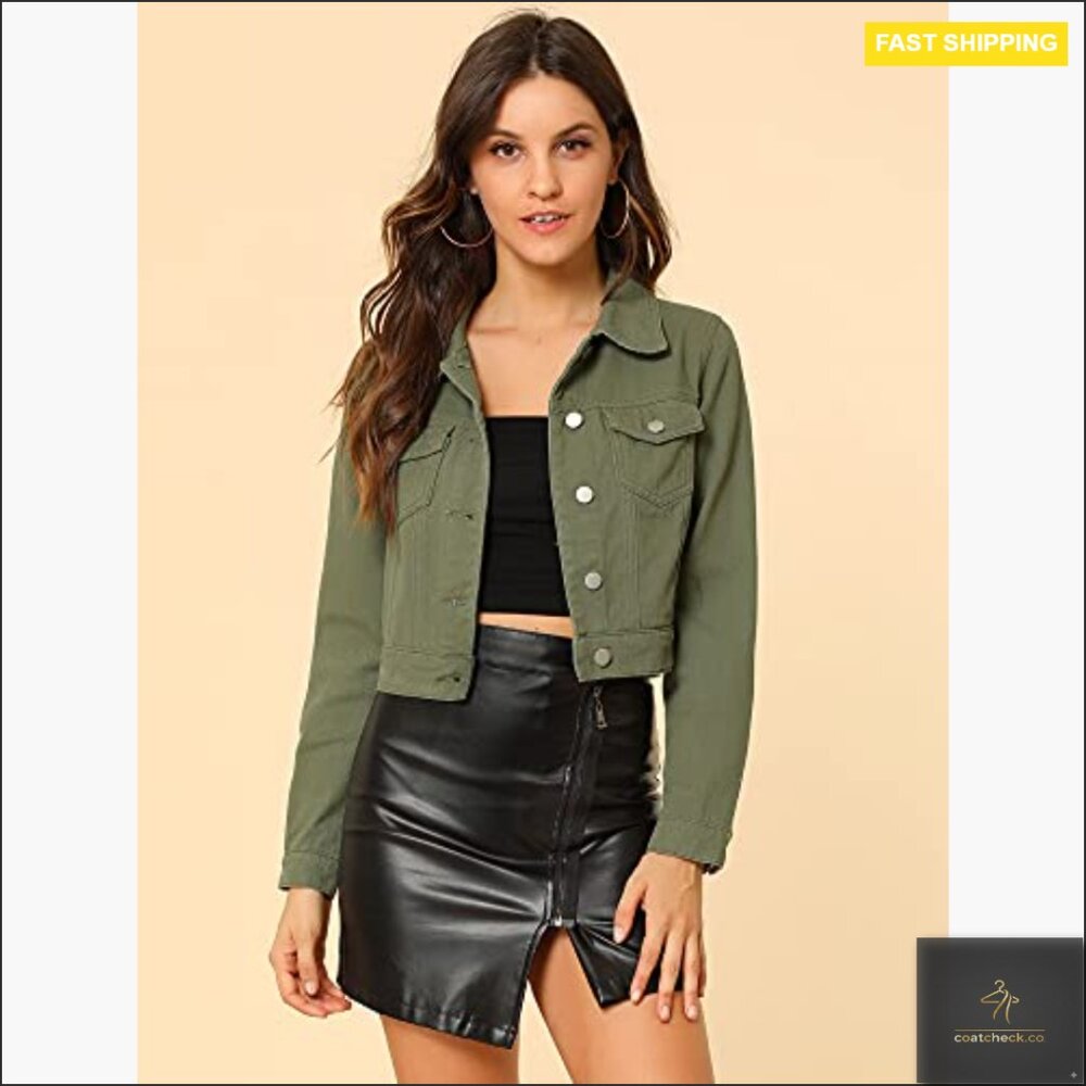 Cropped Denim Jacket Button Down Gingham Patchwor… - image 2